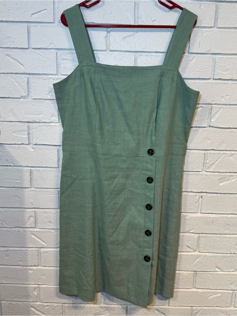 Ann Taylor Green Side Button Dress Womens 12 NWT
